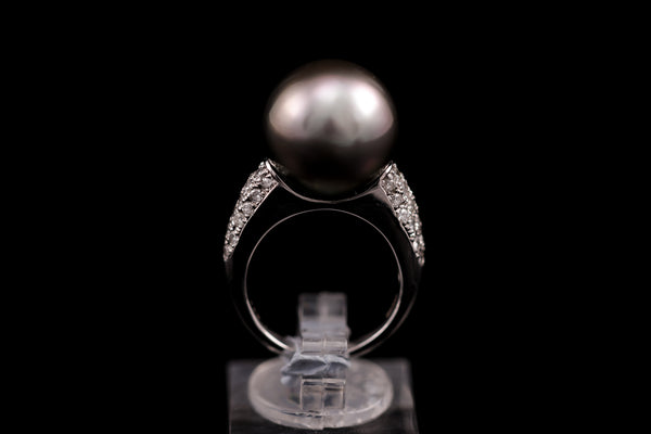 Diamond & South Sea Pearl Platinum Ring