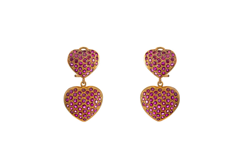 Heart-Shaped Ruby Earrings