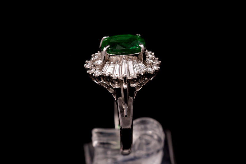 Diamond & Green Garnet Platinum Ring