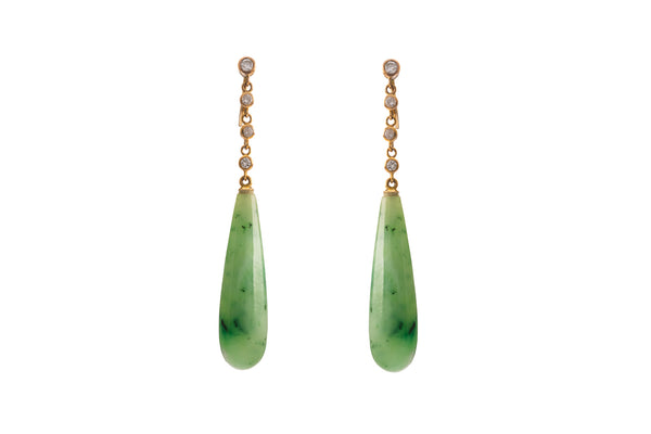 Jade & Diamond 18K Gold Earrings