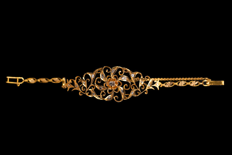 1960s Peranakan Intan Yellow Gold Bracelet