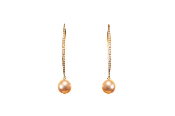 Golden South Sea Pearl Diamond Earrings