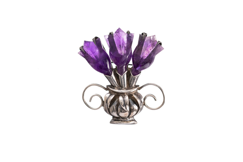 1940s Mexican Silver Amethyst Set