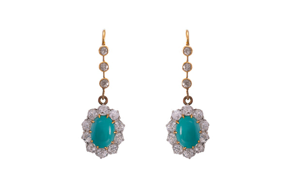 1930s 18ct Turquoise Diamond Earring