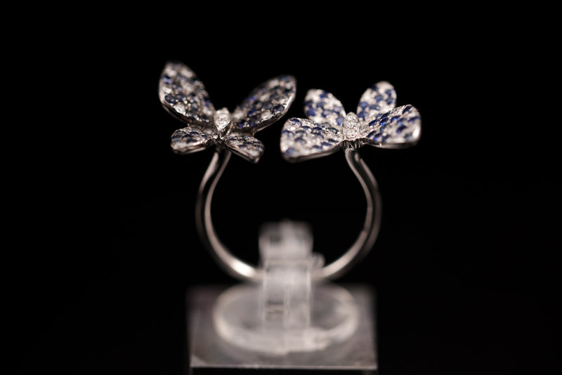 Diamond & Sapphire 2 Butterflies Ring