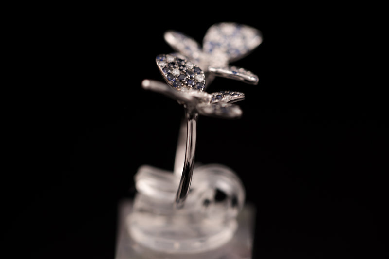 Diamond & Sapphire 2 Butterflies Ring