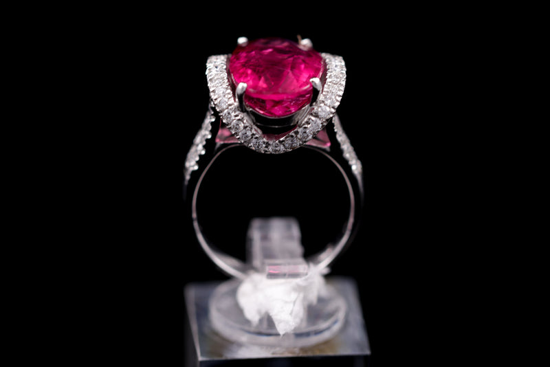 Rubellite Diamond Ring