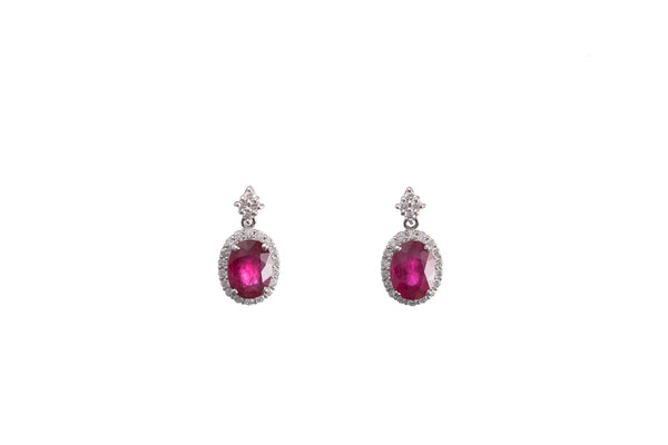 Diamond & Ruby Platinum Earrings