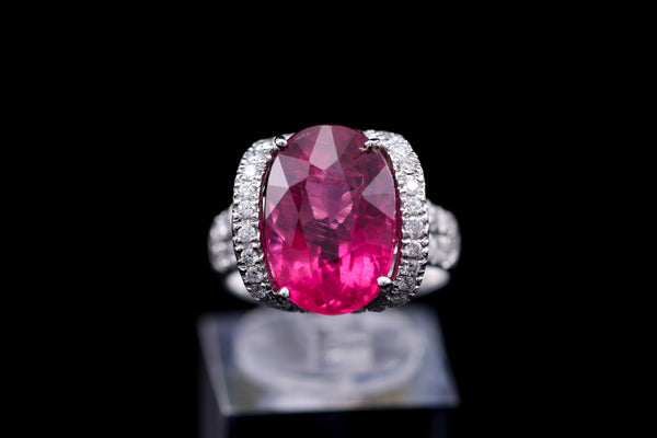 Rubellite Diamond Ring