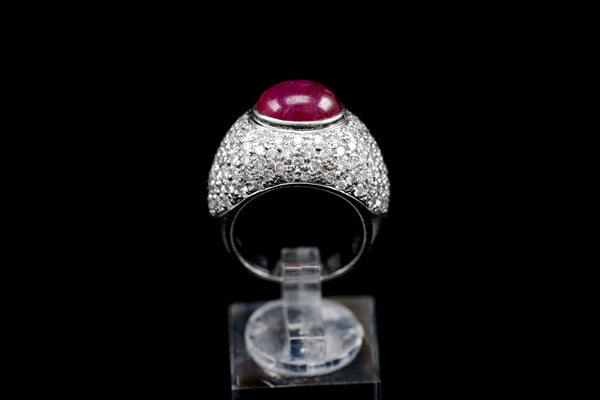 Ruby Cabochon Platinum Ring