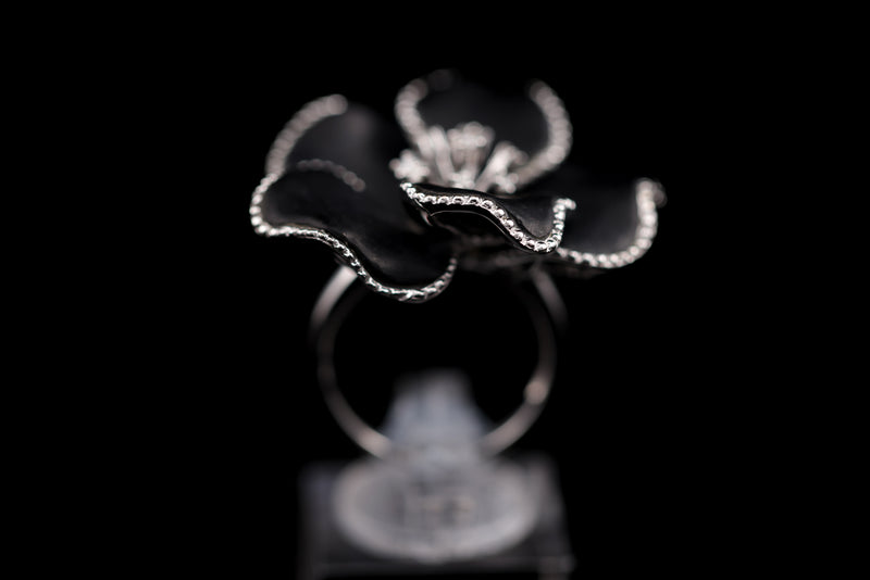 Diamond & Onyx Floral Ring