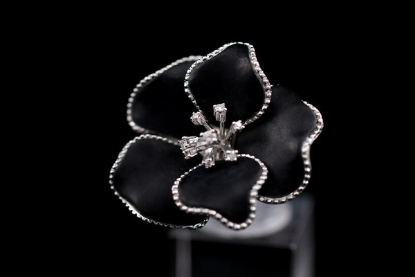 Diamond & Onyx Floral Ring