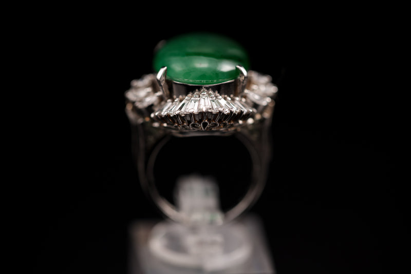 Translucent Jade Ring with Diamonds