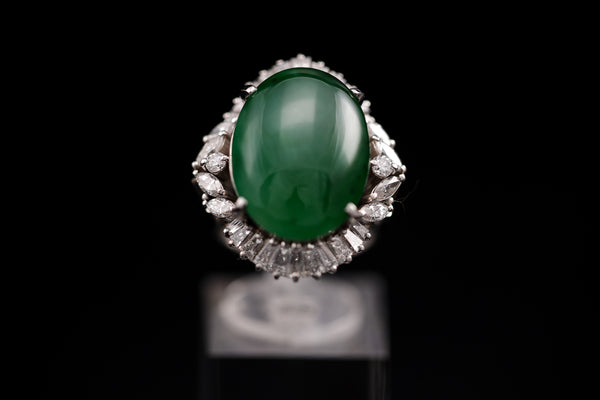 Translucent Jade Ring with Diamonds