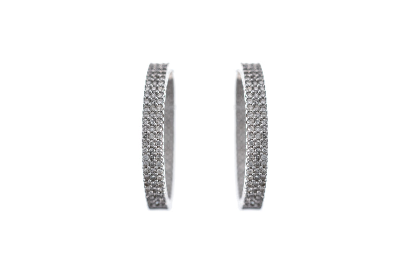 Triple Row Diamond Earrings