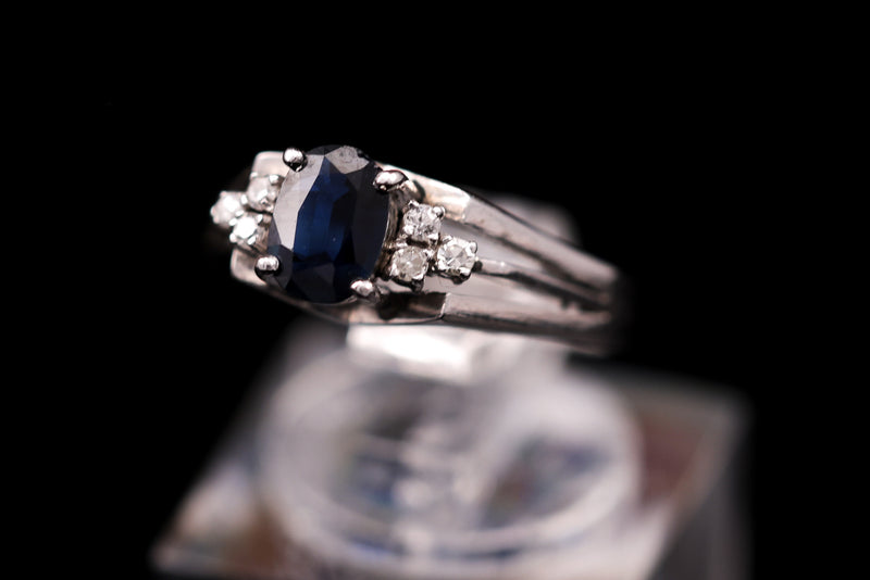 Sapphire & Diamond 14K White Gold Ring