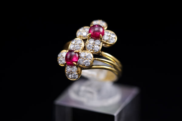 Diamond & Ruby Bi-Flora Ring
