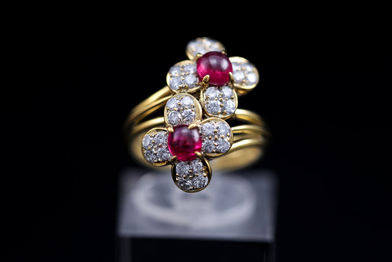 Diamond & Ruby Bi-Flora Ring