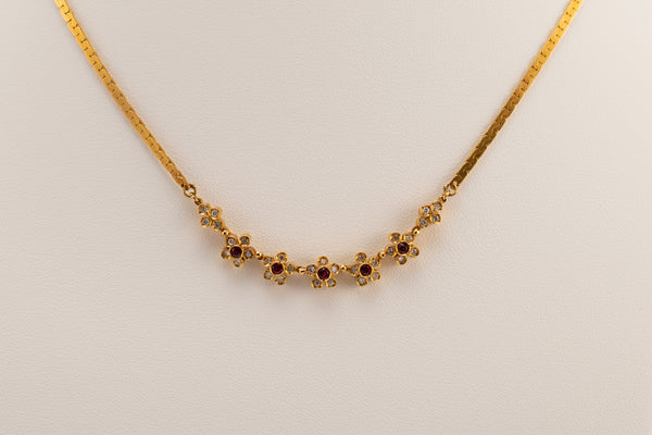 Diamond & Ruby Yellow Gold Necklace