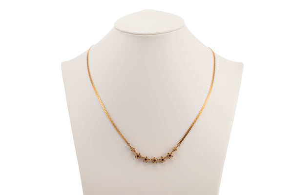 Diamond & Ruby Yellow Gold Necklace