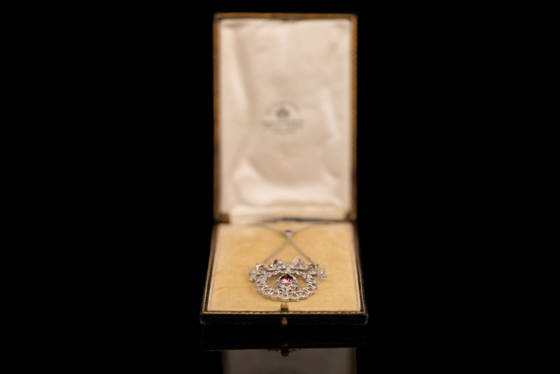 Mappin & Webb Platinum Set w/ Pink Tourmaline Diamond Necklace