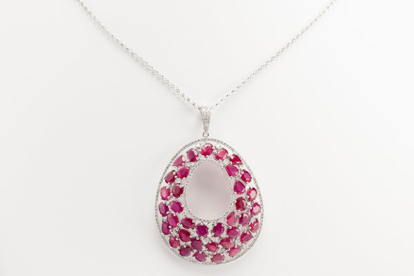 Diamond & Ruby Oval Necklace