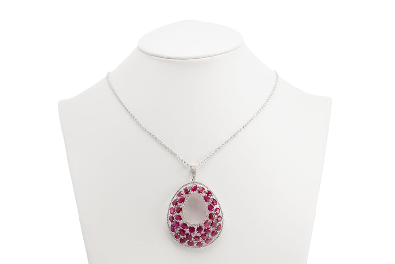 Diamond & Ruby Oval Necklace