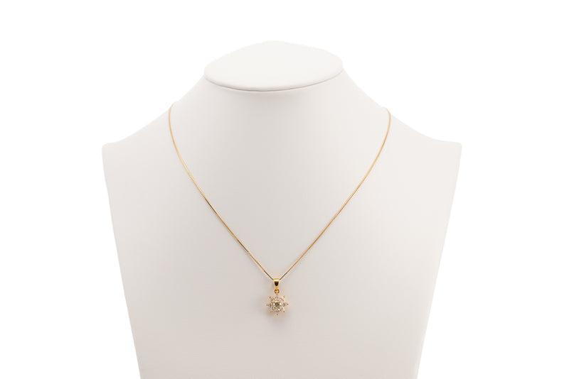 Star Shaped Diamond Yellow Gold Necklace